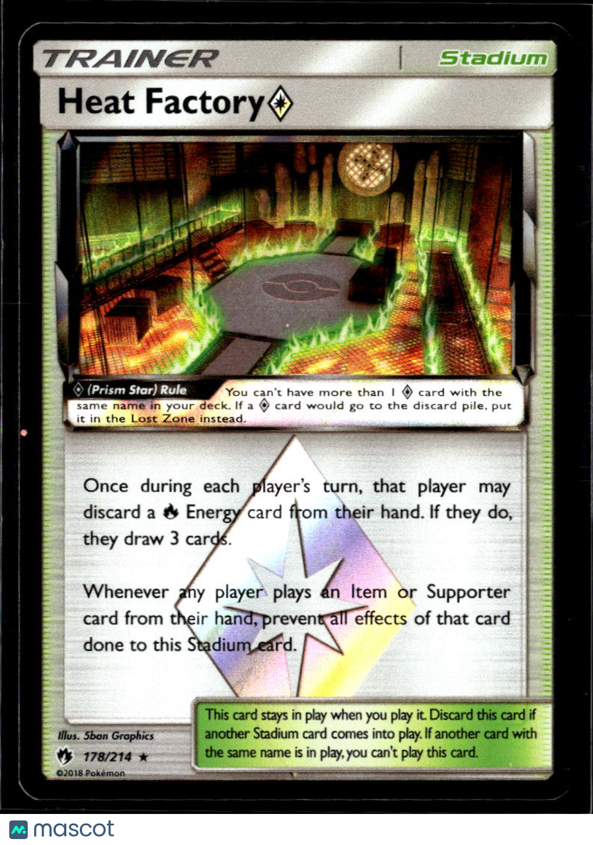 Heat Factory ◇ 2018 Lost Thunder Holo Rare Prism Star #178/214