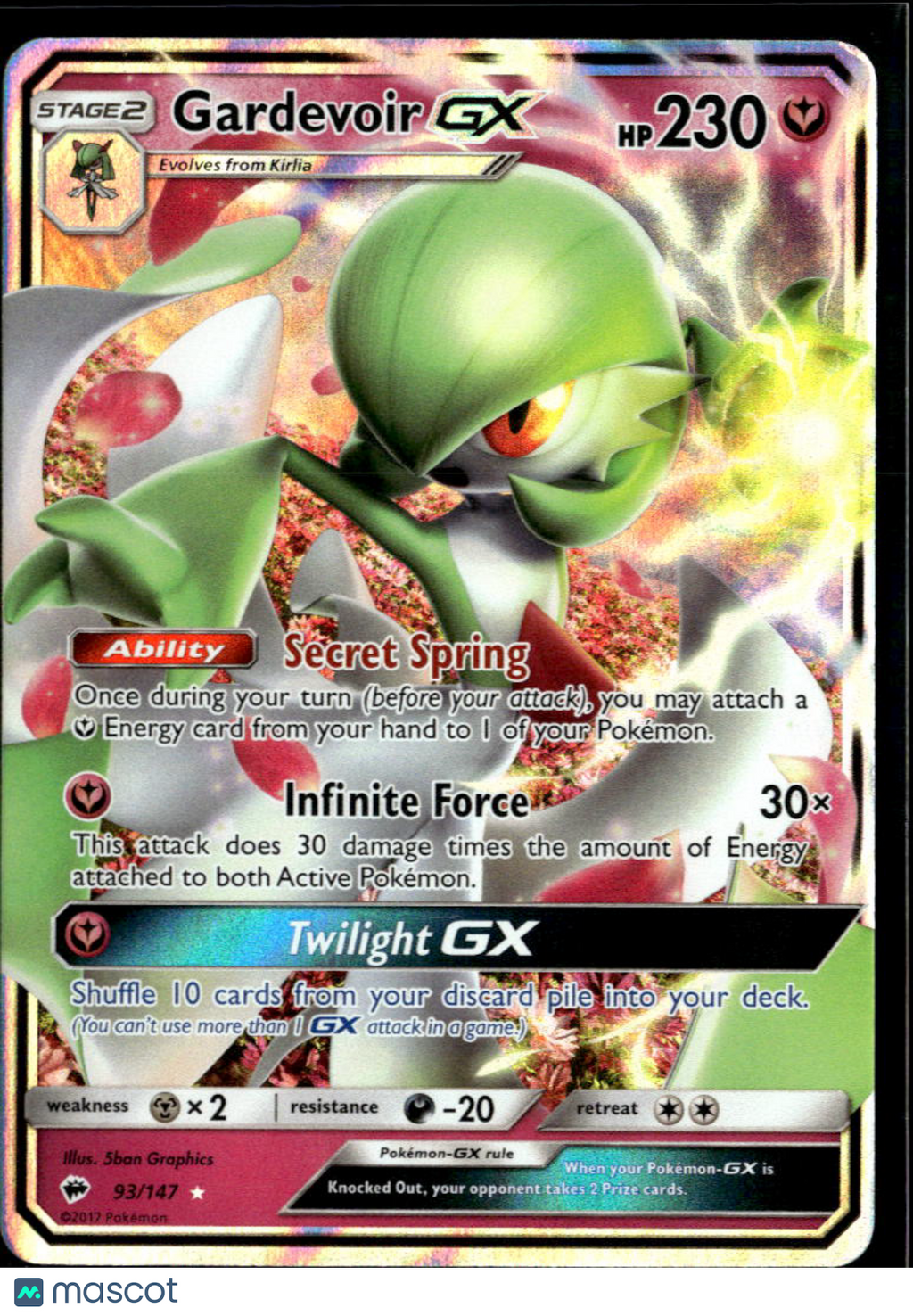 Gardevoir GX 2017 Burning Shadows Holo Rare #93/147