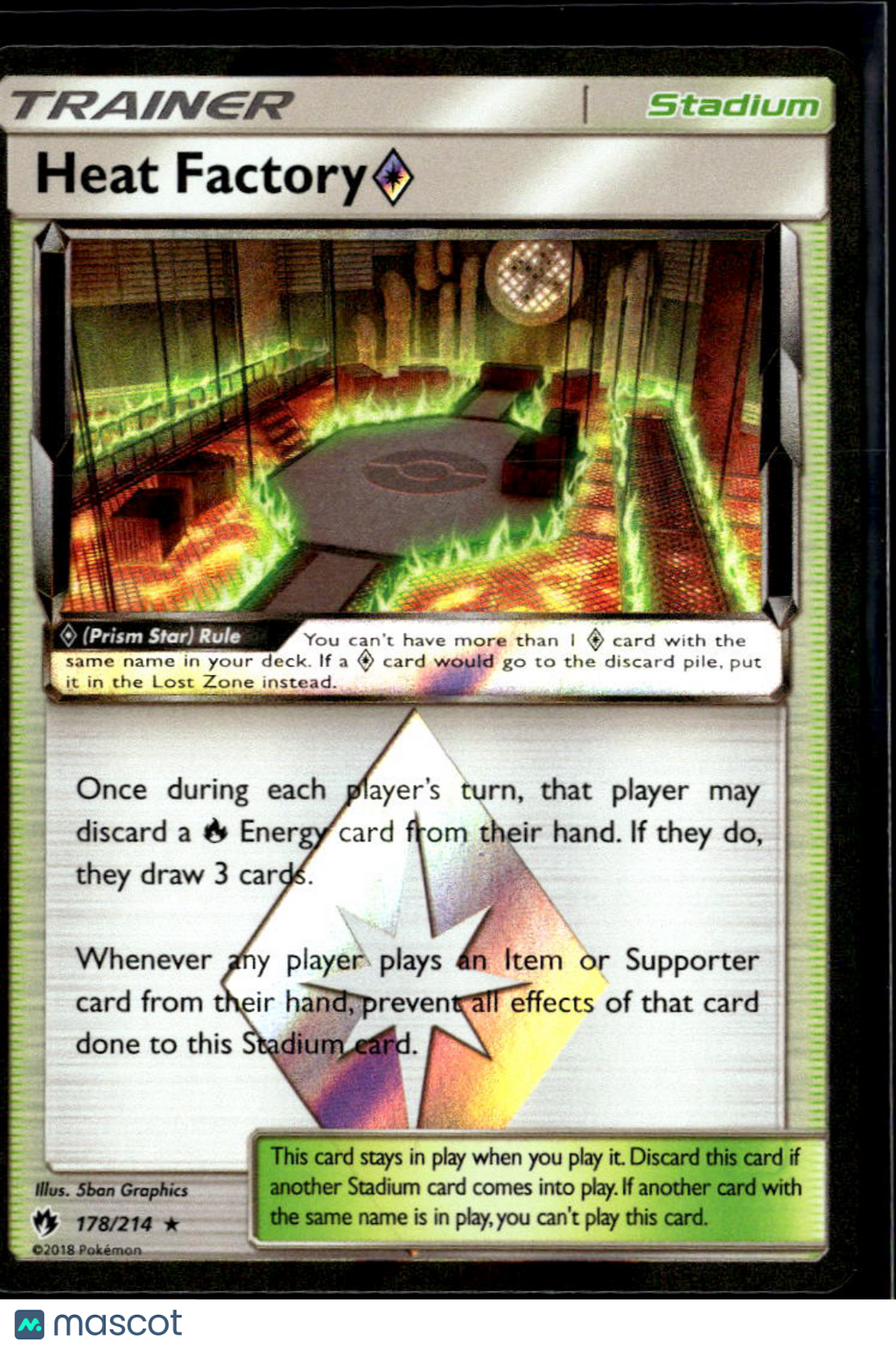 Heat Factory ◇ 2018 Lost Thunder Holo Rare Prism Star #178/214