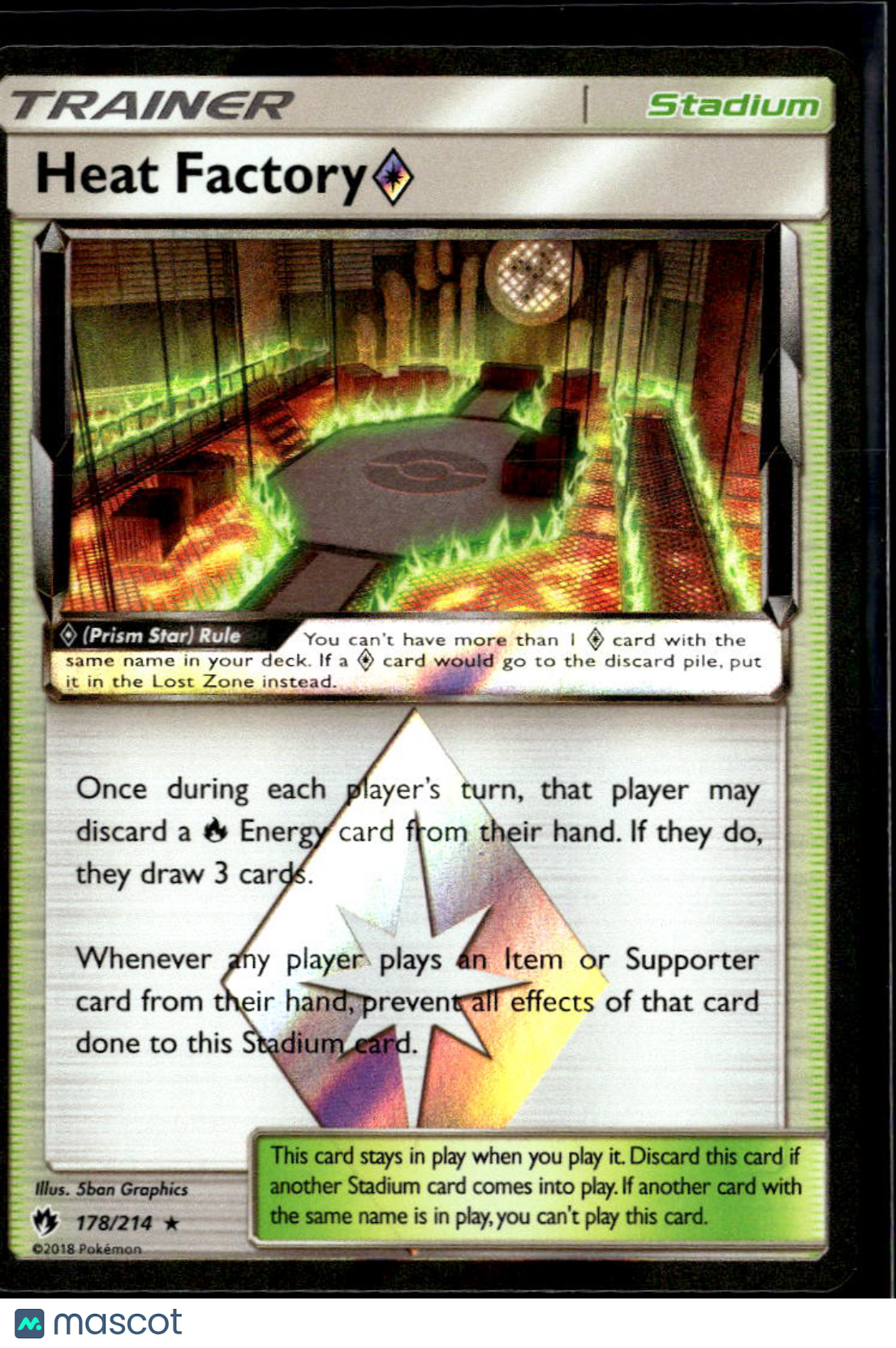 Heat Factory ◇ 2018 Lost Thunder Holo Rare Prism Star #178/214
