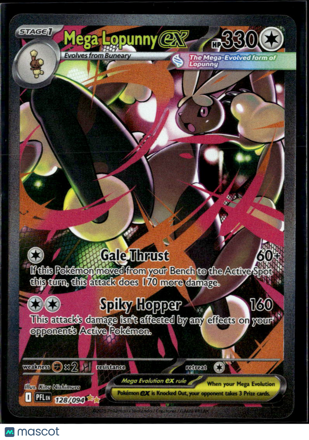 Mega Lopunny EX 2025  Phantasmal Flames Holo Secret Rare SAR #128/94