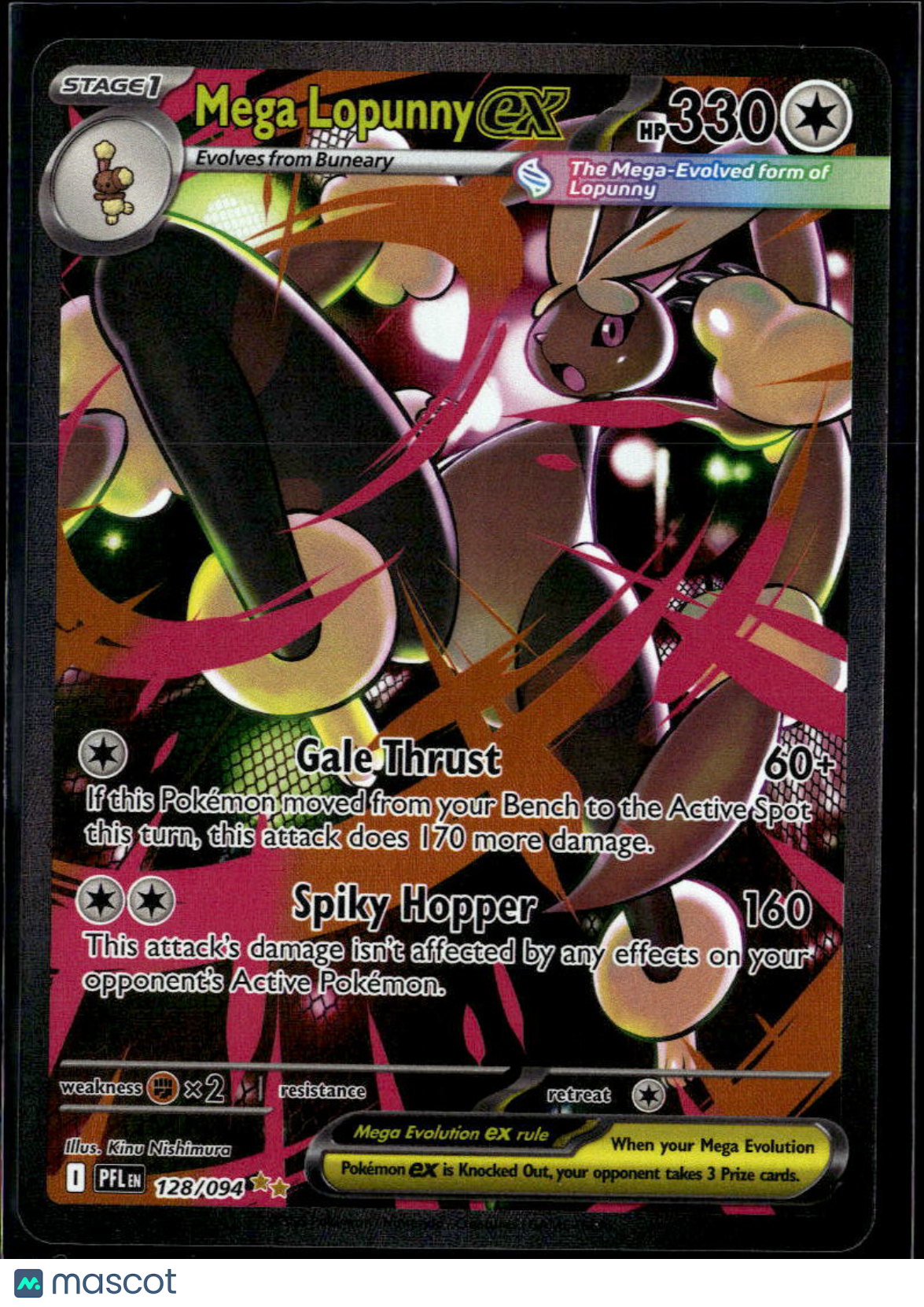 Mega Lopunny EX 2025  Phantasmal Flames Holo Secret Rare SAR #128/94
