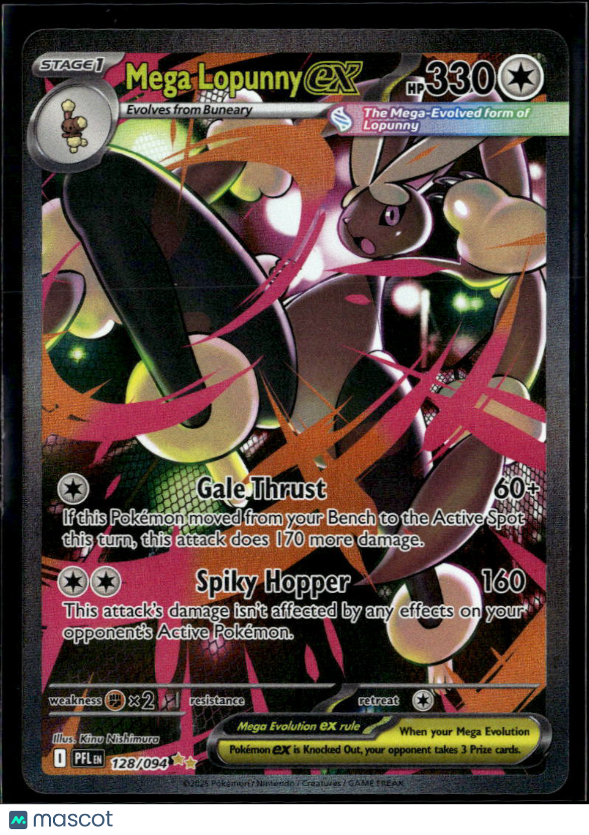 Mega Lopunny EX 2025  Phantasmal Flames Holo Secret Rare SAR #128/94