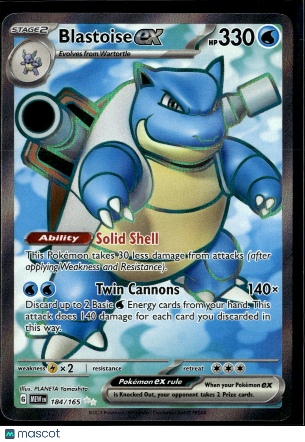 Blastoise EX 2023 Scarlet & Violet 151 Holo Secret Rare FA #184/165