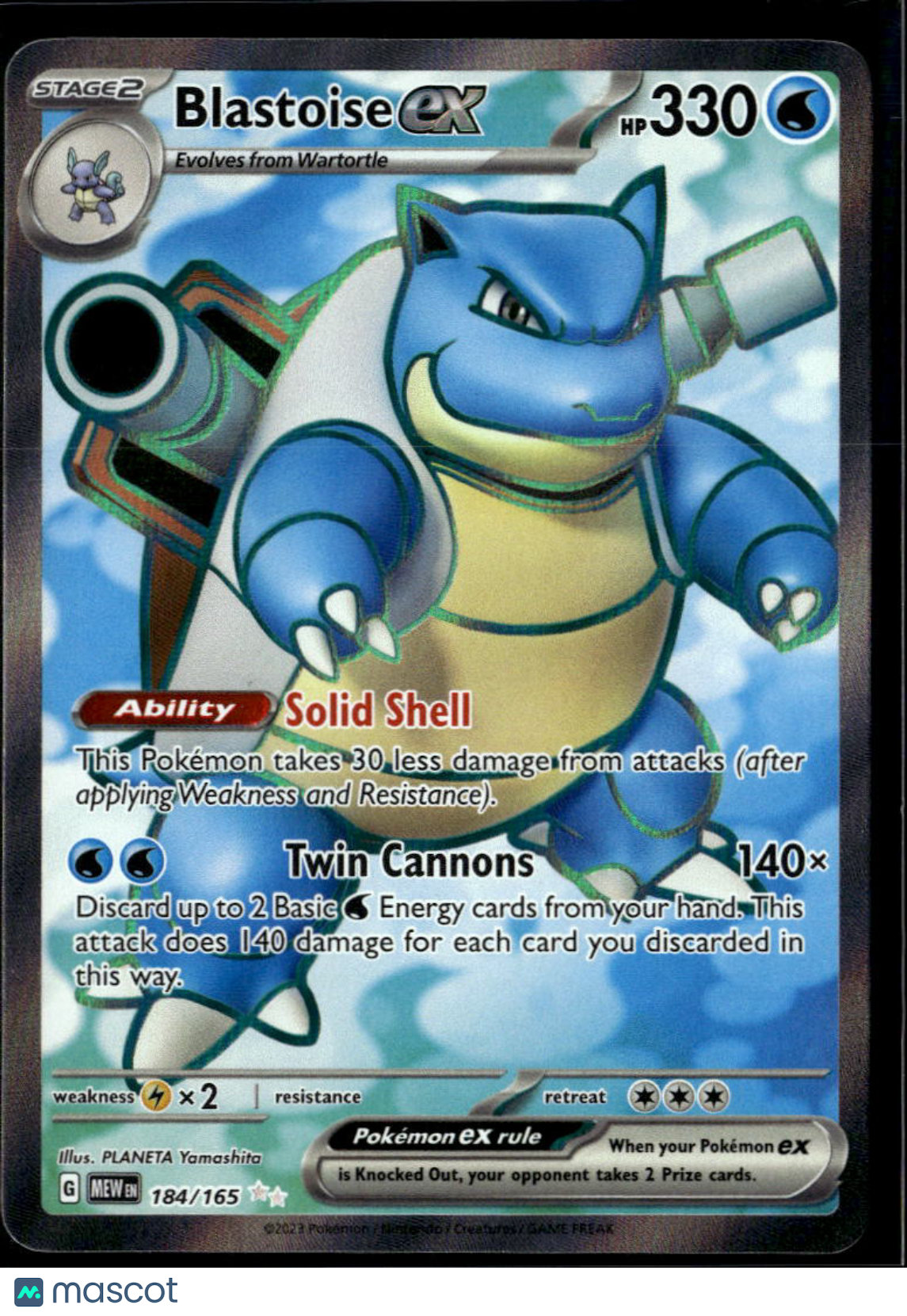 Blastoise EX 2023 Scarlet & Violet 151 Holo Secret Rare FA #184/165