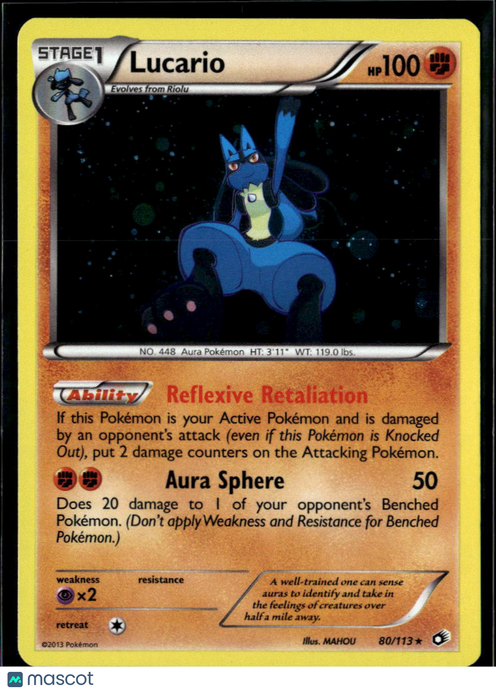 Lucario 2013 Legendary Treasures Holo Rare #80/113