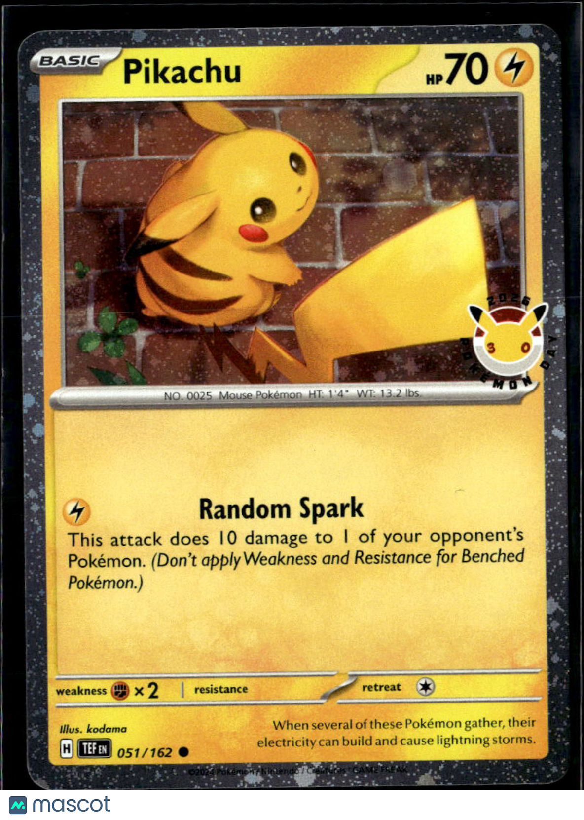 Pikachu 2024 Temporal Forces Holo #51/162