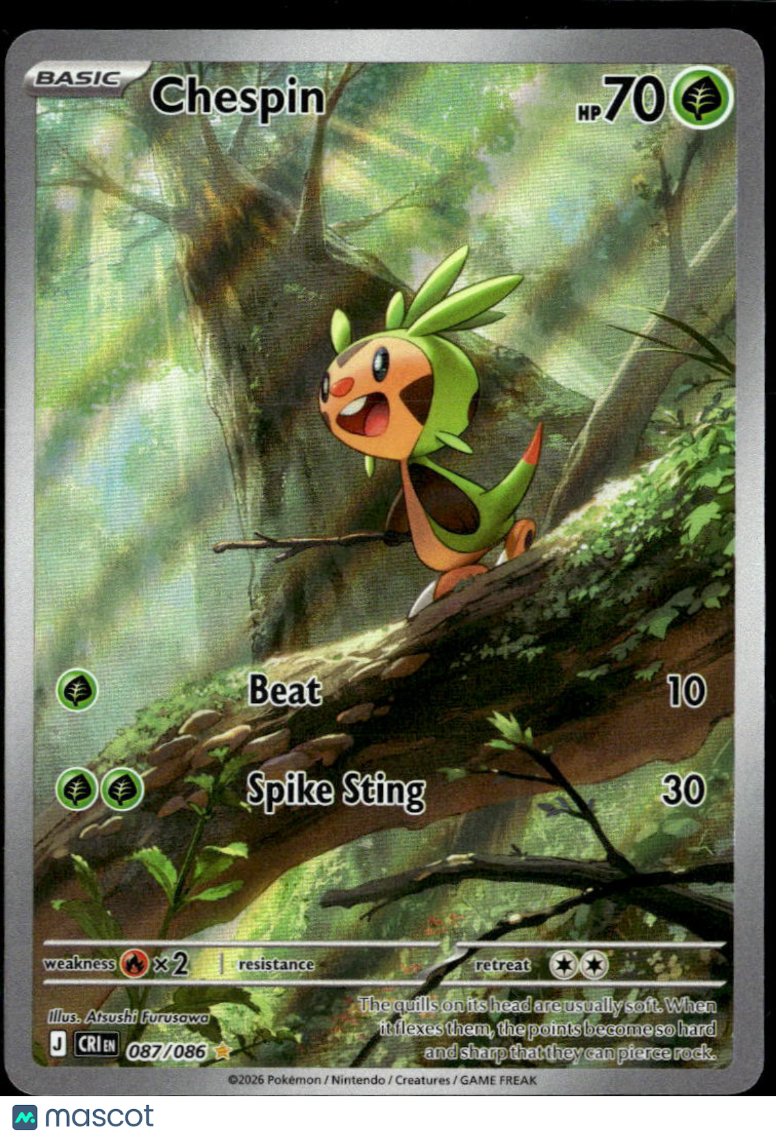 Chespin 2026 Chaos Rising Holo Secret Rare #87/86