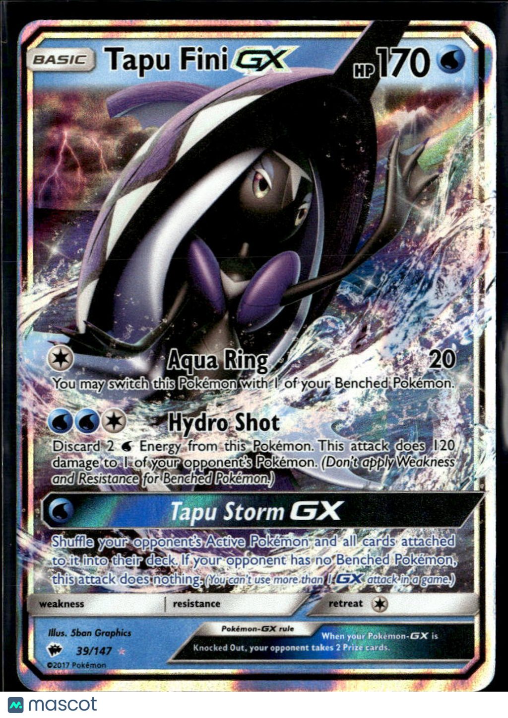 Tapu Fini GX 2017 Burning Shadows Holo Rare #39/147
