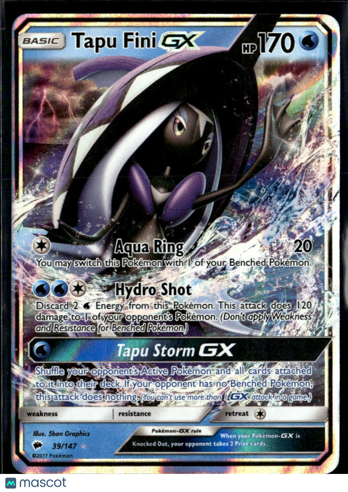 Tapu Fini GX 2017 Burning Shadows Holo Rare #39/147