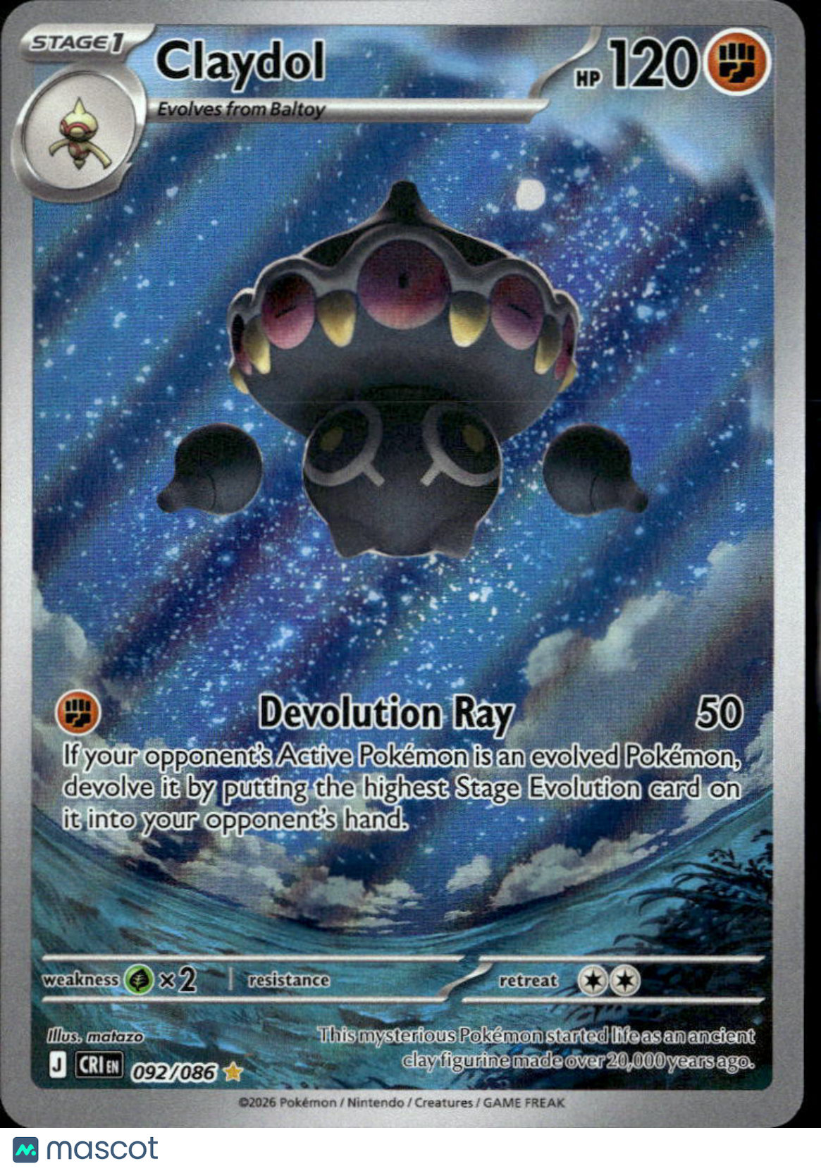Claydol 2026 Chaos Rising Holo Secret Rare #92/86