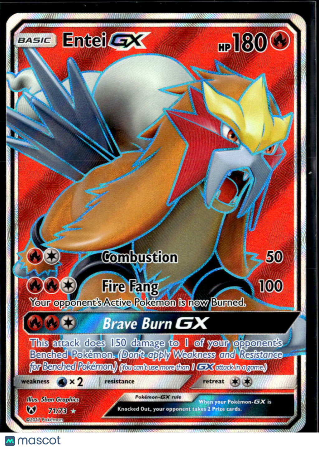 Entei GX 2017 Shining Legends Holo Rare FA #71/73