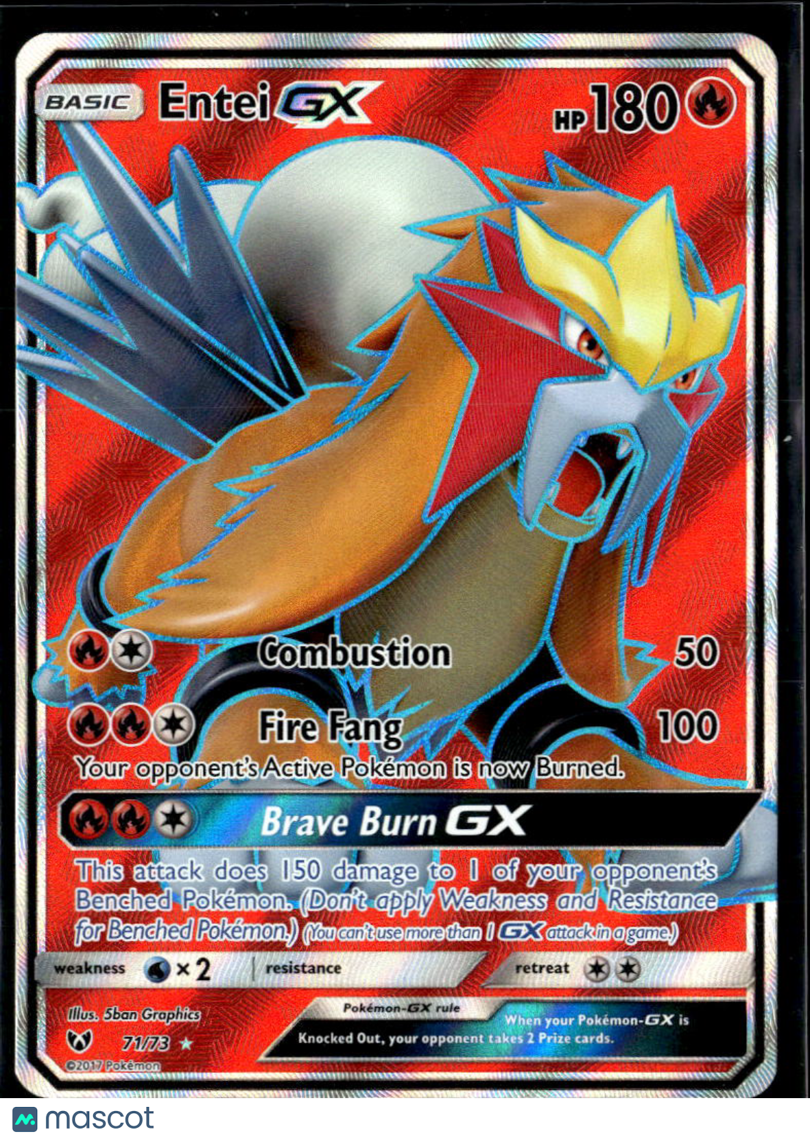 Entei GX 2017 Shining Legends Holo Rare FA #71/73