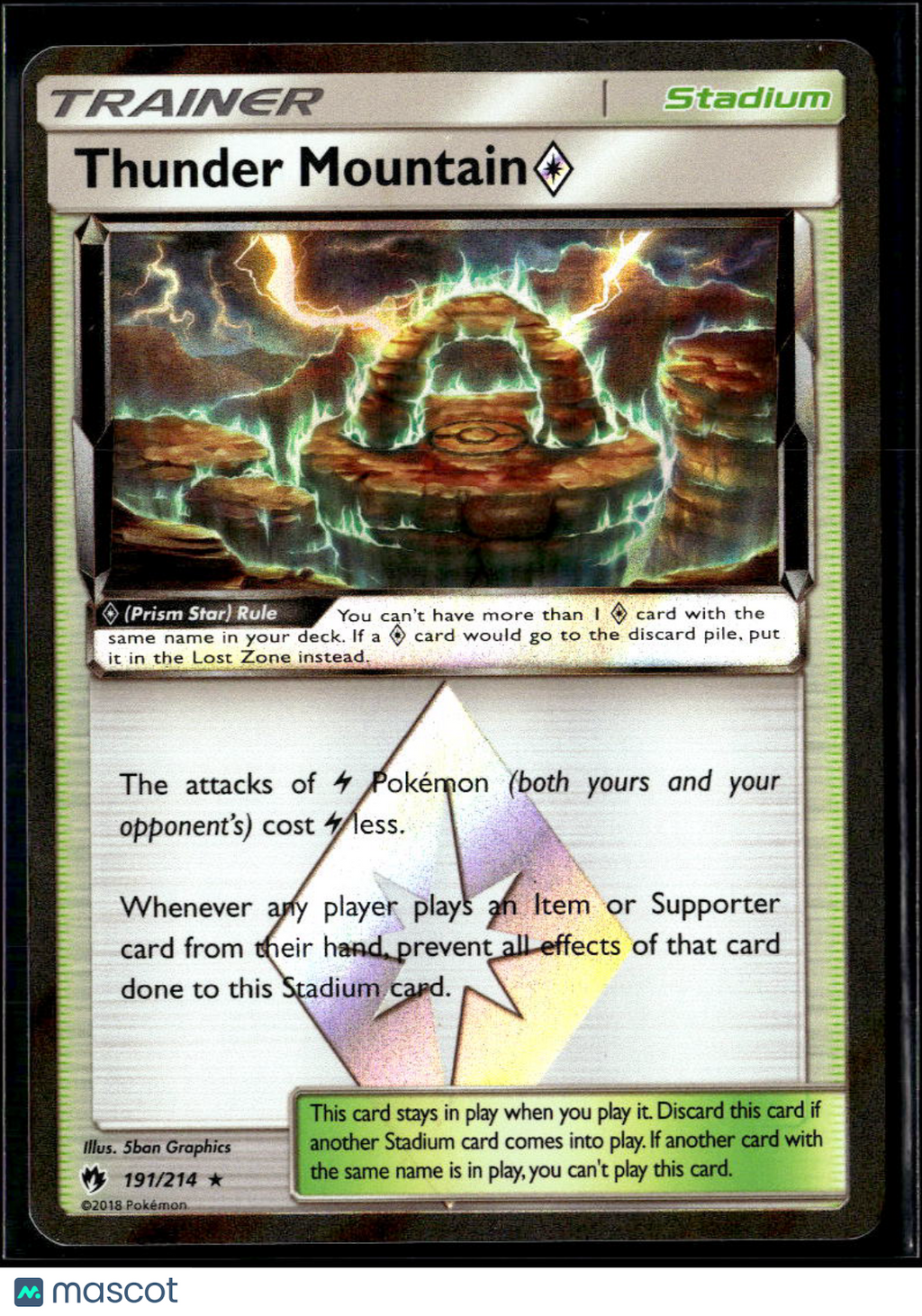Thunder Mountain ◇ 2018 Lost Thunder Holo Rare #191/214