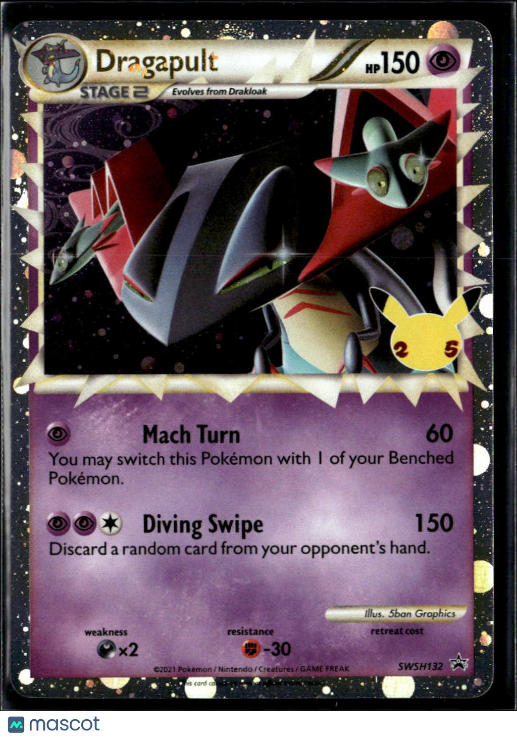 Dragapult 2021 Celebrations Holo Black Star Promo #SWSH132