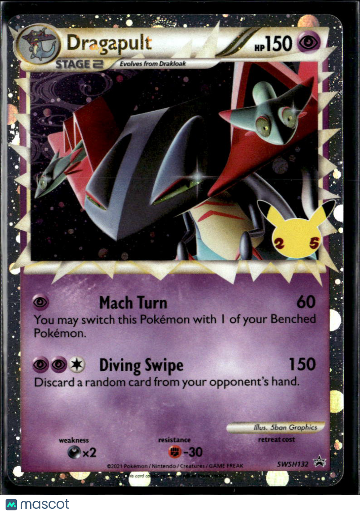 Dragapult 2021 Celebrations Holo Black Star Promo #SWSH132