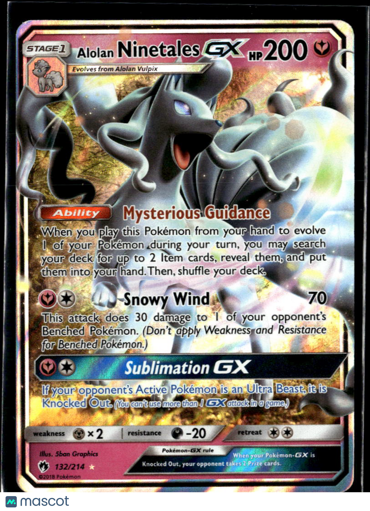 Alolan Ninetales GX 2018 Lost Thunder Holo Rare FA #132/214
