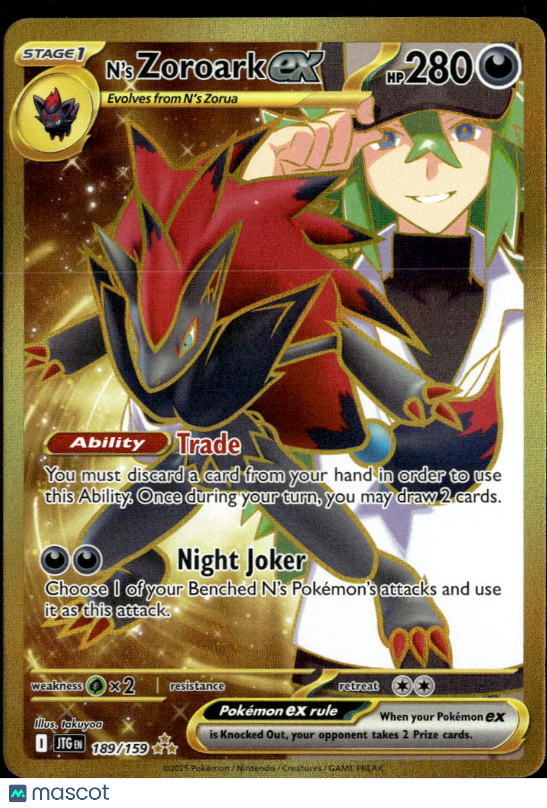 N'S Zoroark EX 2025 Journey Together Holo Secret Rare SAR #189/159