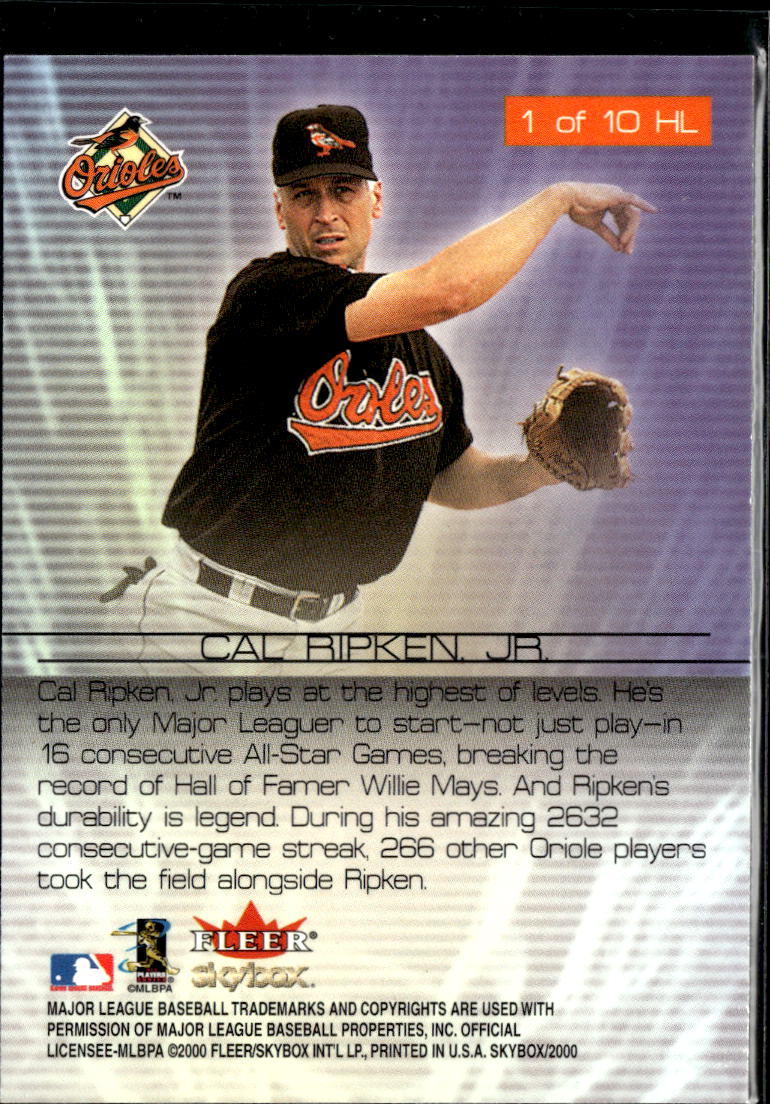 Cal Ripken Jr. 2000 SkyBox Higher Level Baltimore Orioles