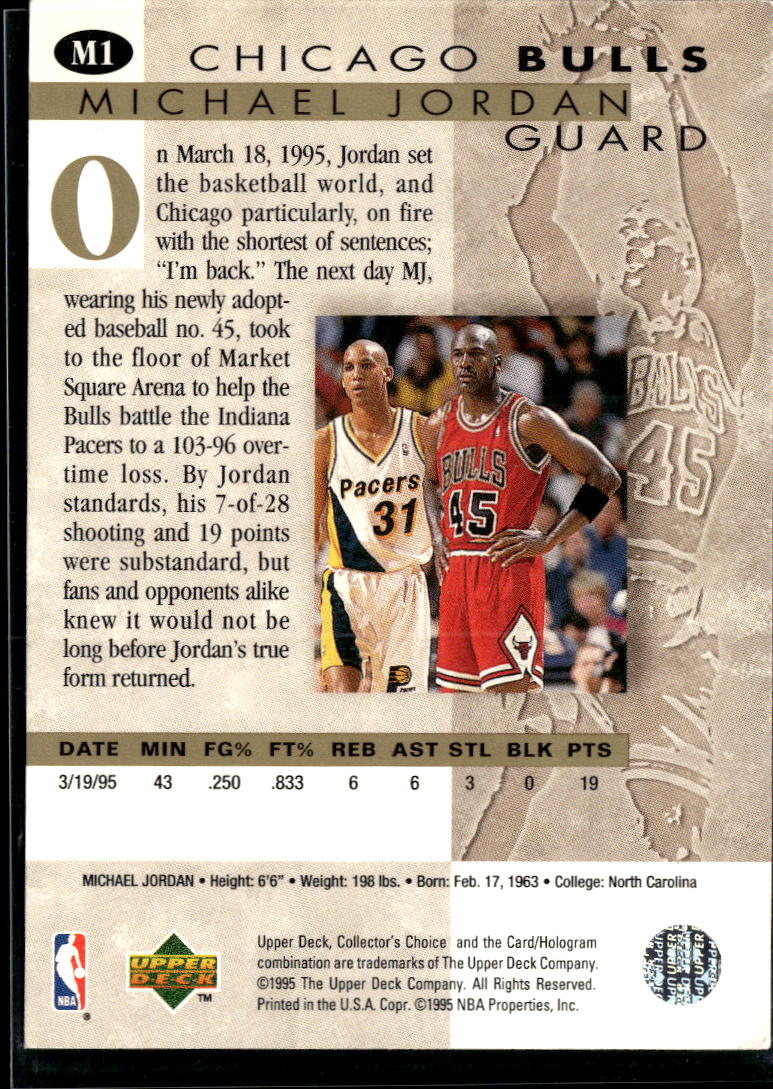 Michael Jordan 1995 Upper Deck Collector's Choice Chicago Bulls