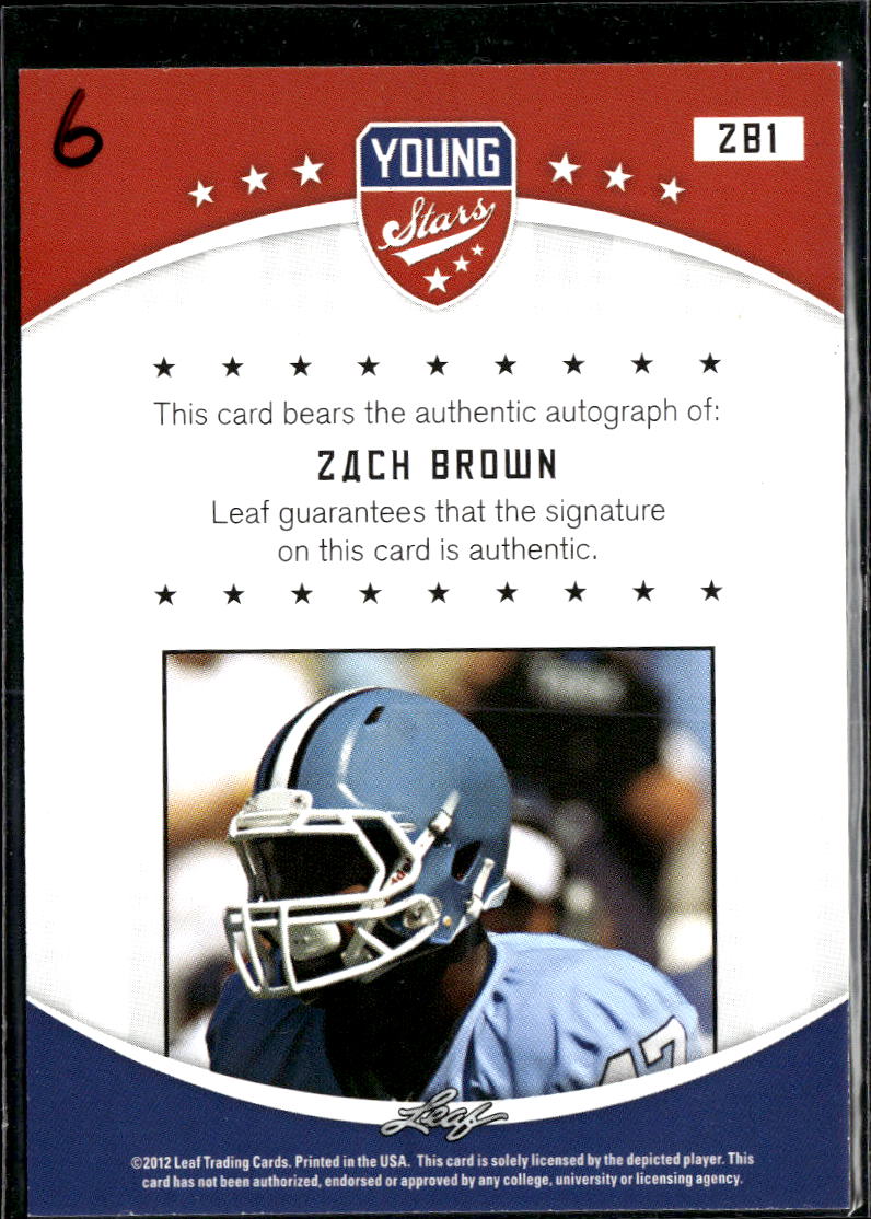 Zach Brown 2012 Leaf Young Stars Auto Autograph RC North Carolina