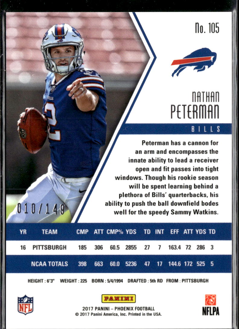 Nathan Peterman 2017 Phoenix RC Purple 10/149 Buffalo Bills
