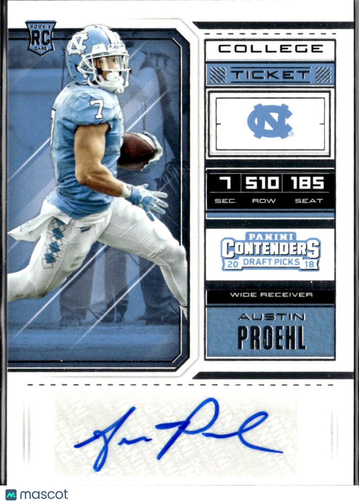 Austin Proehl 2018 Contenders Auto Autograph RC North Carolina Tar Heels