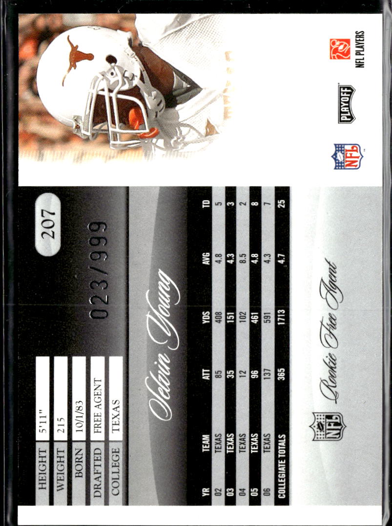 Selvin Young 2007 Playoff Prestige Draft Picks RC 23/999 Texas Longhorns
