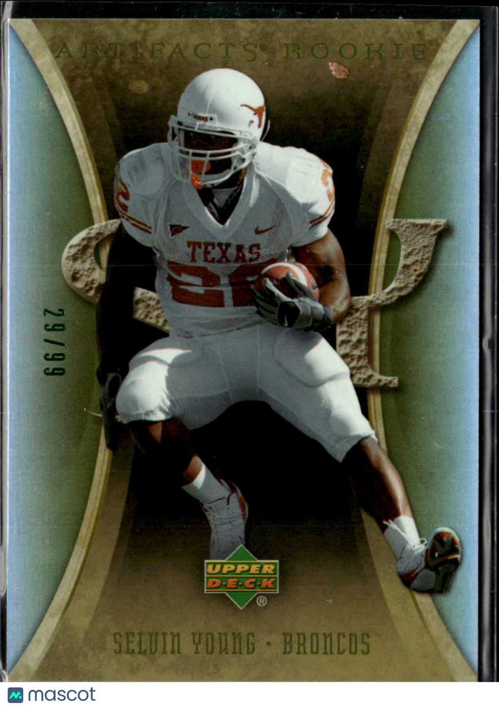 Selvin Young 2007 Upper Deck Artifacts RC 29/99 Denver Broncos