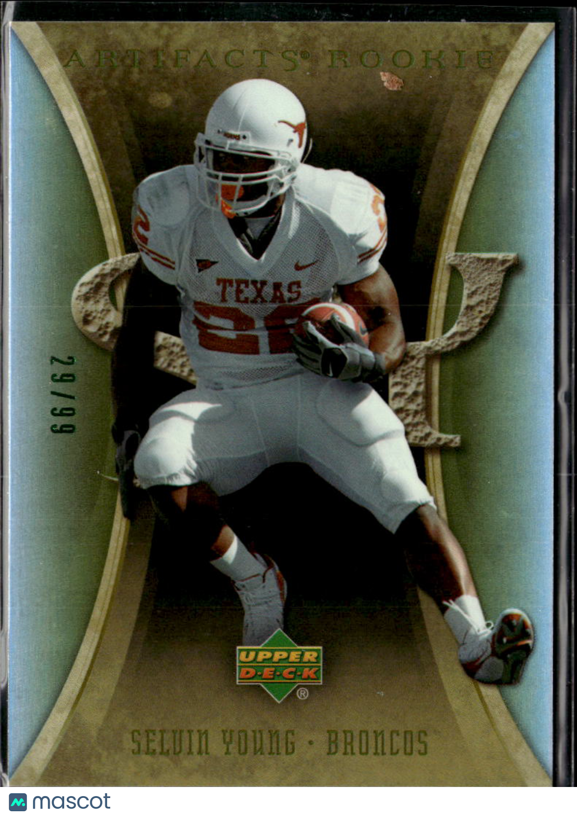 Selvin Young 2007 Upper Deck Artifacts RC 29/99 Denver Broncos