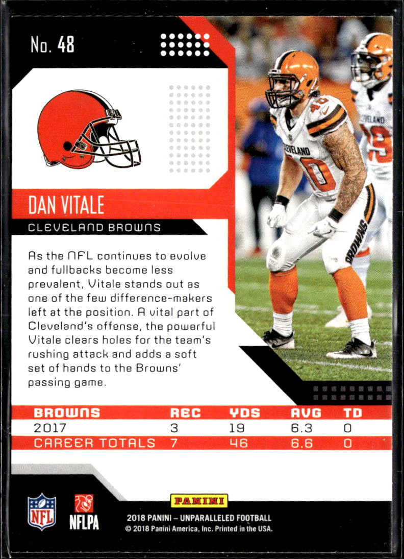 Dan Vitale 2018 Unparalleled Rookie RC Cleveland Browns