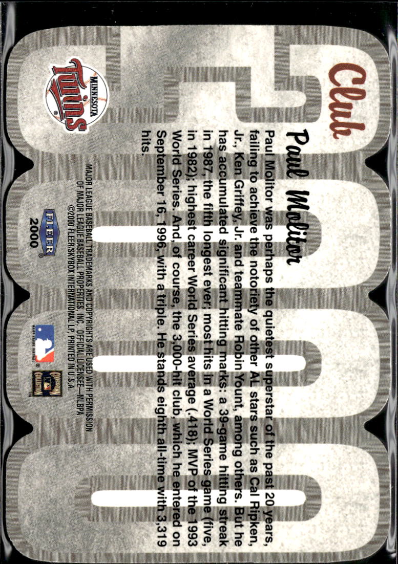 Paul Molitor 2000 Fleer 3000 Club Minnesota Twins