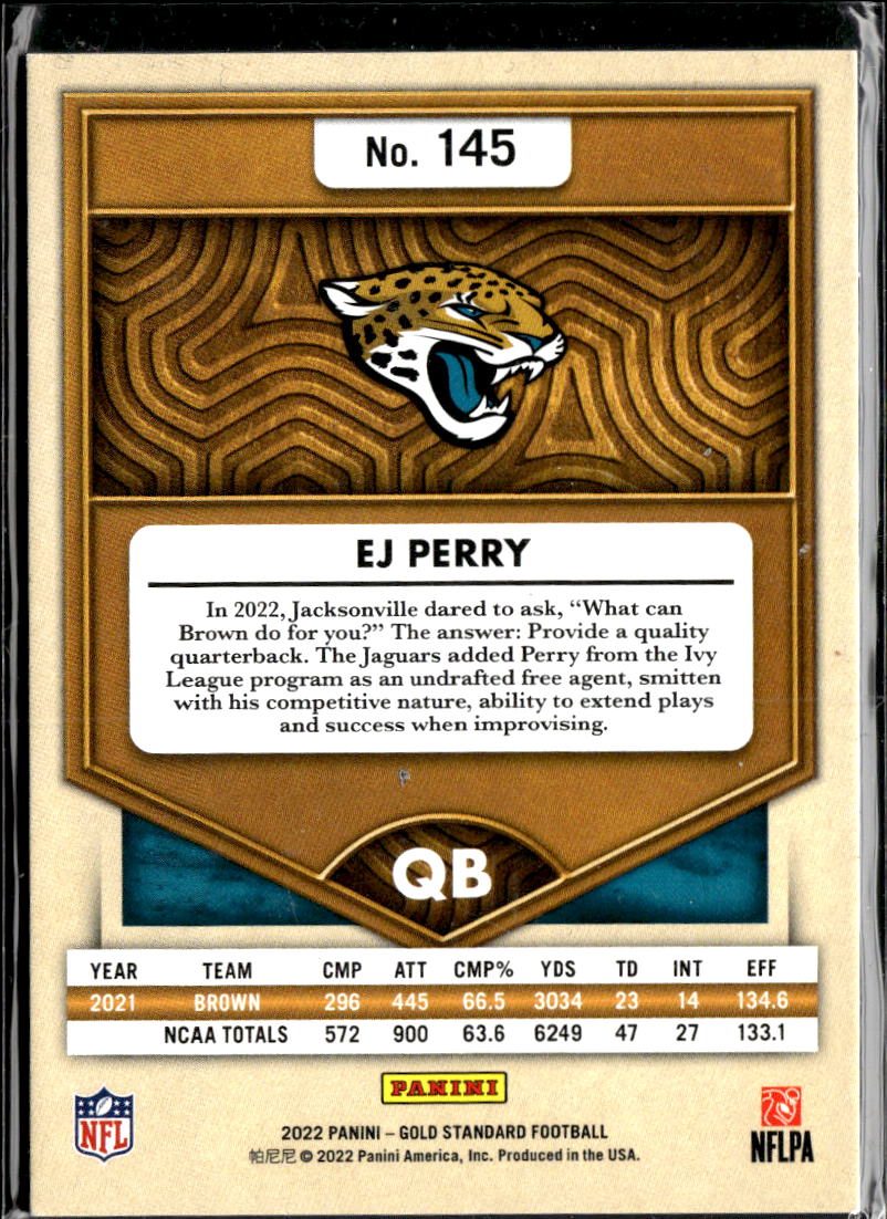 EJ Perry 2022 Gold Standard RC Rookie 34/75 Jacksonville Jaguars