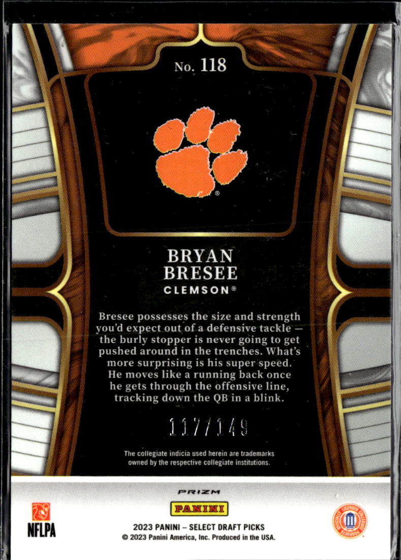 Bryan Bresee 2023 Select Draft Red Rookie RC 117/149 Clemson Tigers