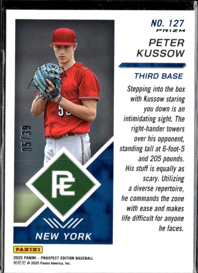 Peter Kussow 2025 Panini Prospect Edition Black Prizm 5/39 Phillies