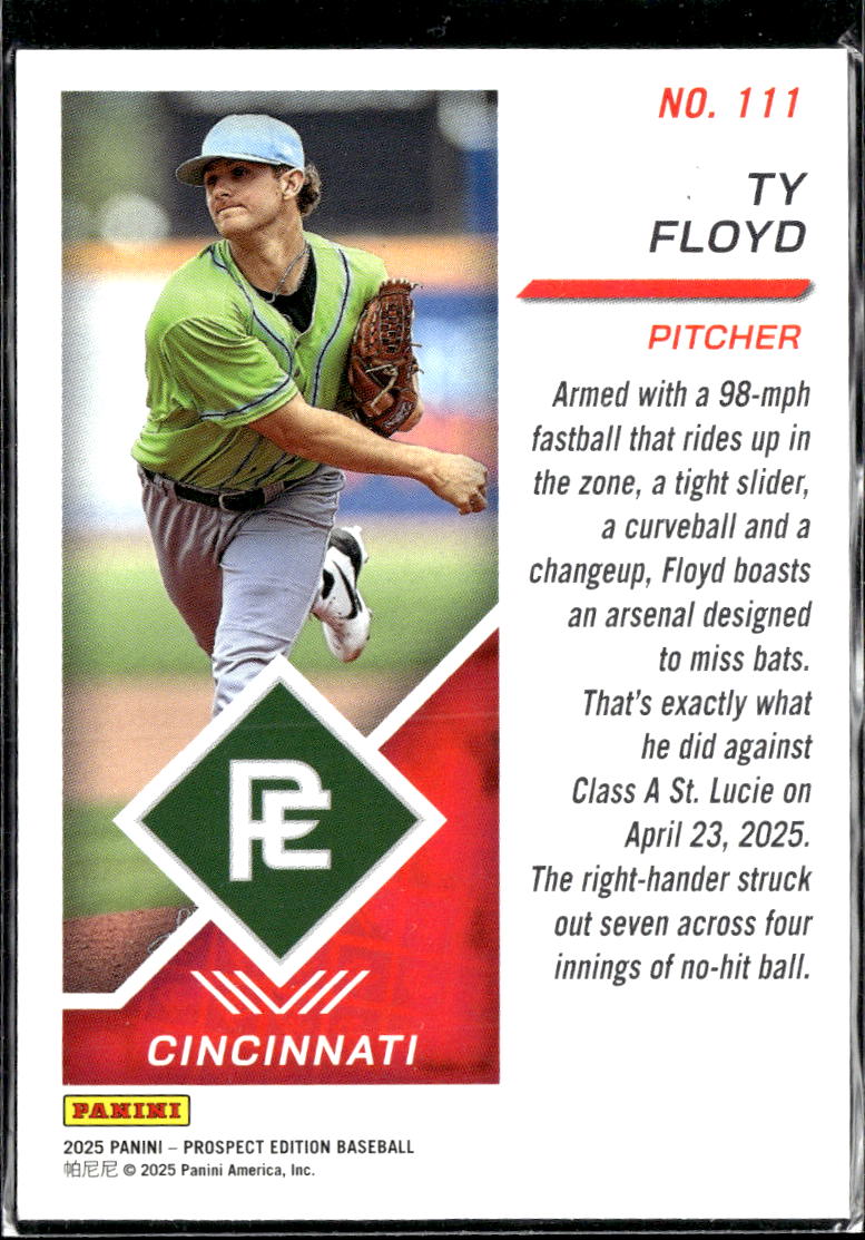 Ty Floyd 2025 Panini Prospect Edition Baseball 183/199 Cincinnati Reds