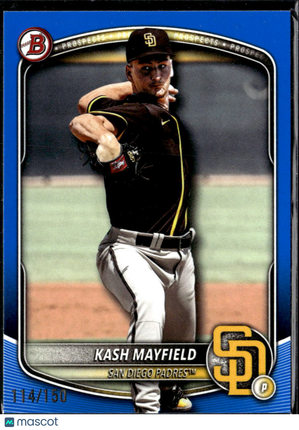 Kash Mayfield 2025 Bowman Draft Blue Border /150 San Diego Padres