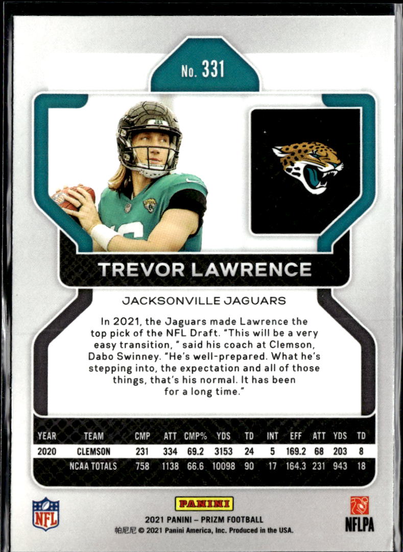 Trevor Lawrence 2021 Panini Prizm RC Rookie Jacksonville Jaguars