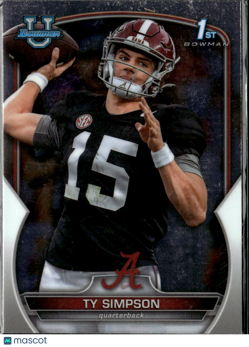 Ty Simpson 2022 Bowman Chrome 1st RC Alabama Crimson Tide