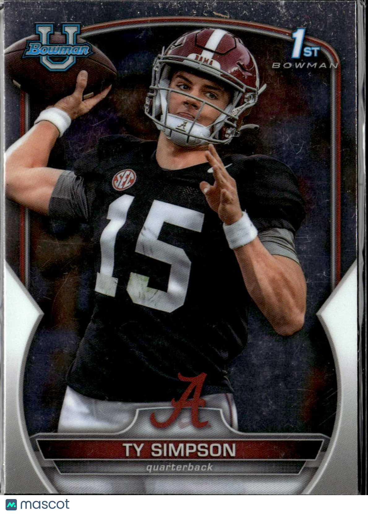 Ty Simpson 2022 Bowman Chrome 1st RC Alabama Crimson Tide