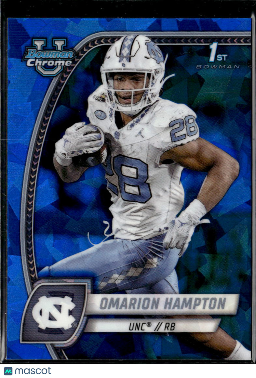 Omarion Hampton 2024 Bowman Chrome 1st Blue Sapphire Refractor North Carolina