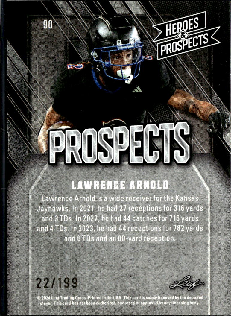 Lawrence Arnold 2024 Leaf Heroes & Prospects /199 Kansas Jayhawks