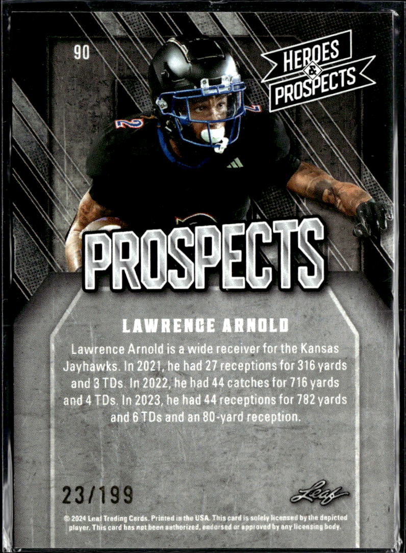 Lawrence Arnold 2024 Leaf Heroes & Prospects /199 Kansas Jayhawks