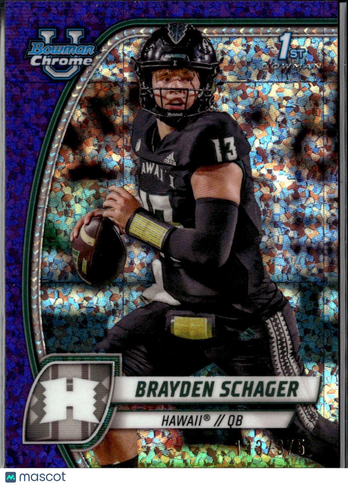 Brayden Schager 2024 Bowman Chrome 1st Purple /375 Hawaii Rainbow Warriors
