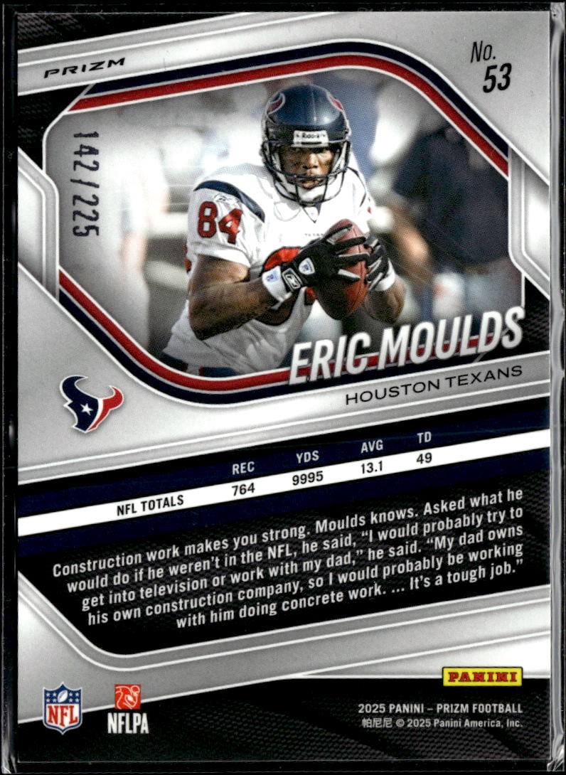 Eric Moulds 2025 Panini Prizm Purple Ice /225 Houston Texans