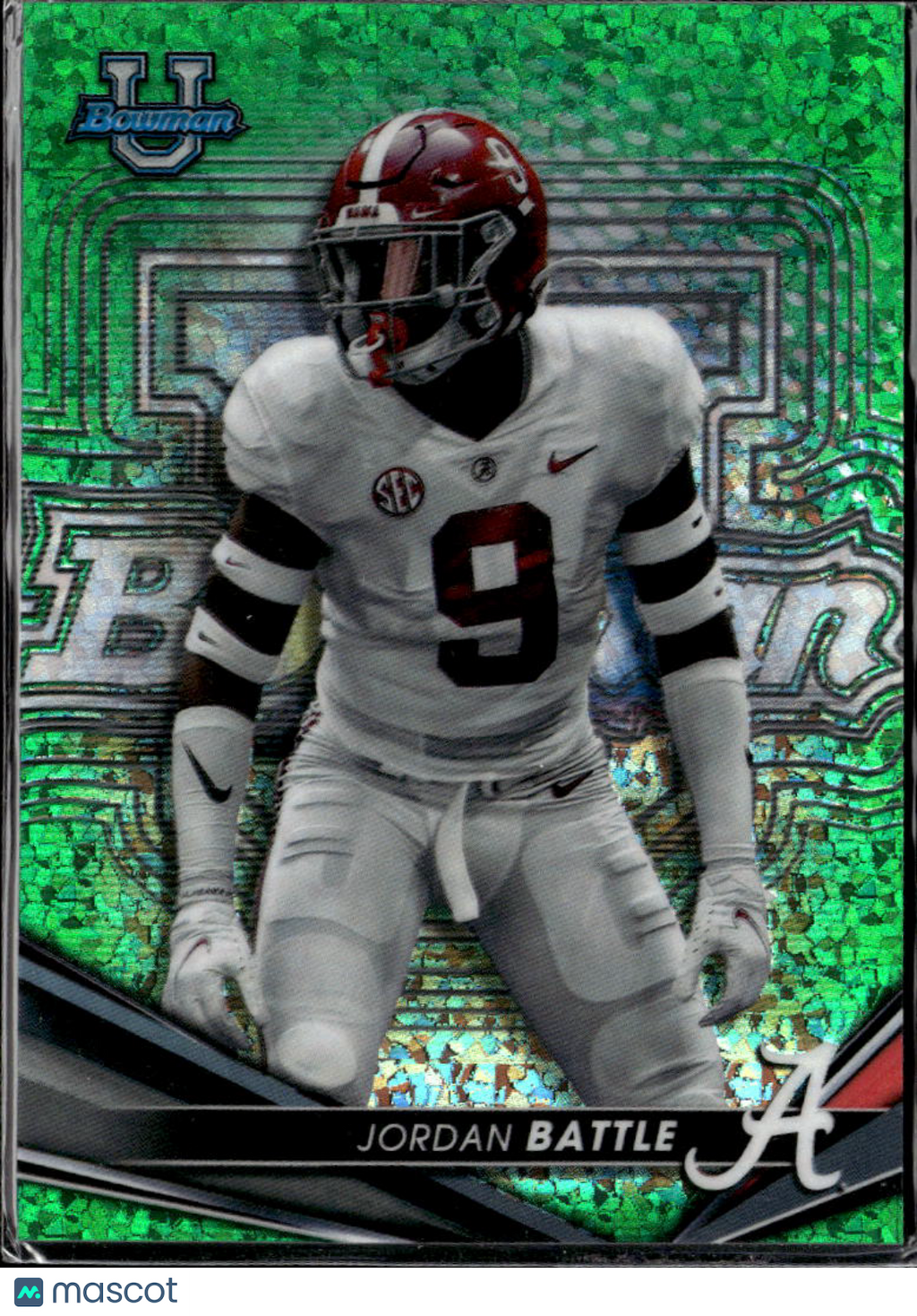 Jordan Battle 2022 Bowman's Best Green Shimmer /99 Alabama Crimson Tide