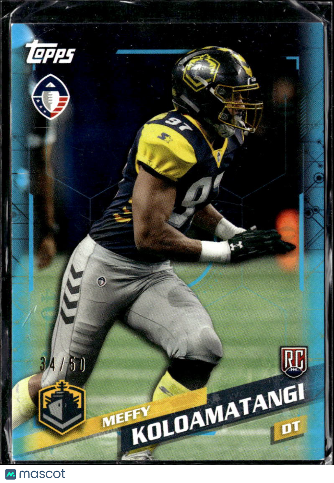 Meffy Koloamatangi 2019 Topps Alliance of American RC /50 Salt Lake Stallions