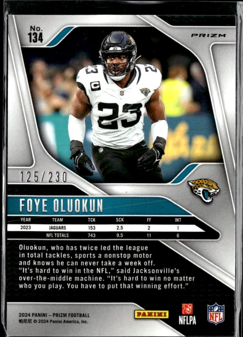 Foye Oluokun 2024 Panini Prizm Blue Wave /230 Jacksonville Jaguars