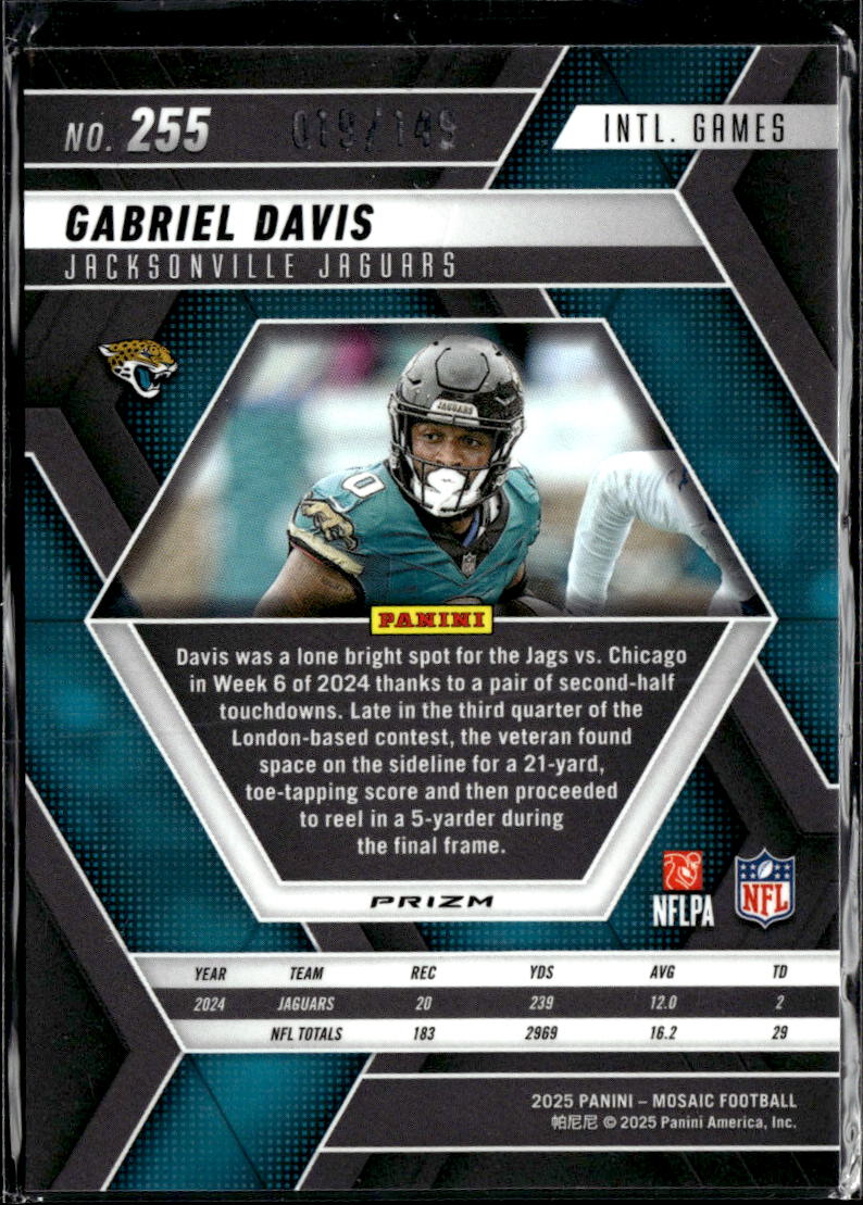 Gabriel Davis 2025 Mosaic Panini Logo Prizm /149 Jacksonville Jaguars
