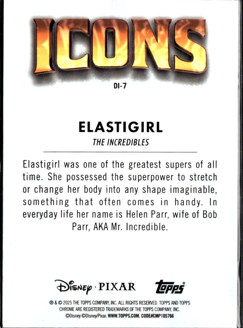 Elastigirl 2025 Topps Chrome Disney Icons #DI-7